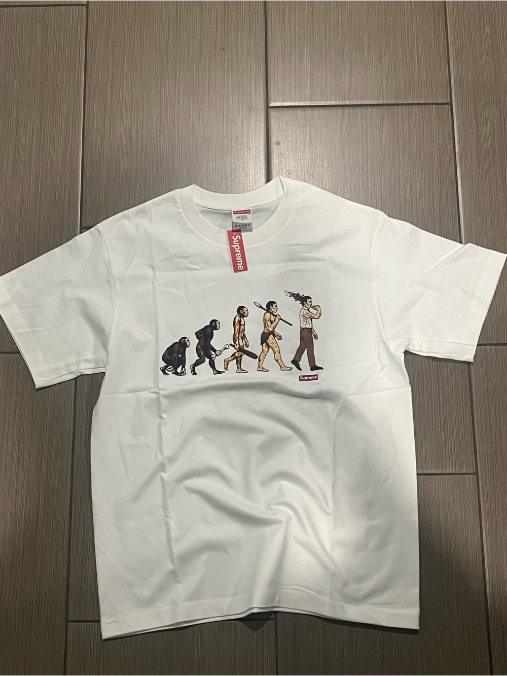 Supreme White Evolution Graphic Short Sleeve Tee - Men